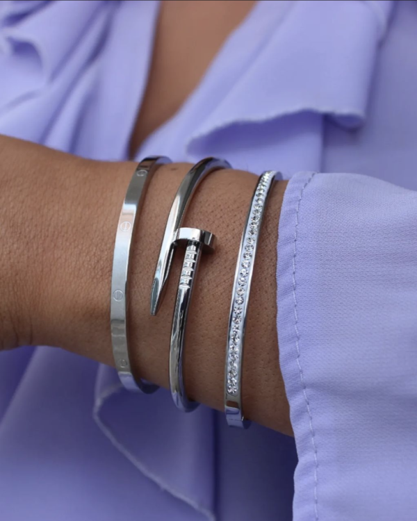 Conjunto 3 braceletes em prateado