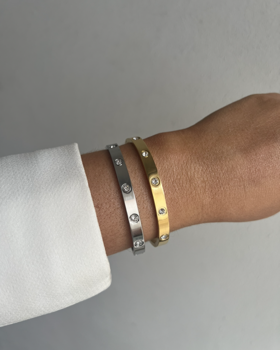 Bracelete com brilhantes dourada
