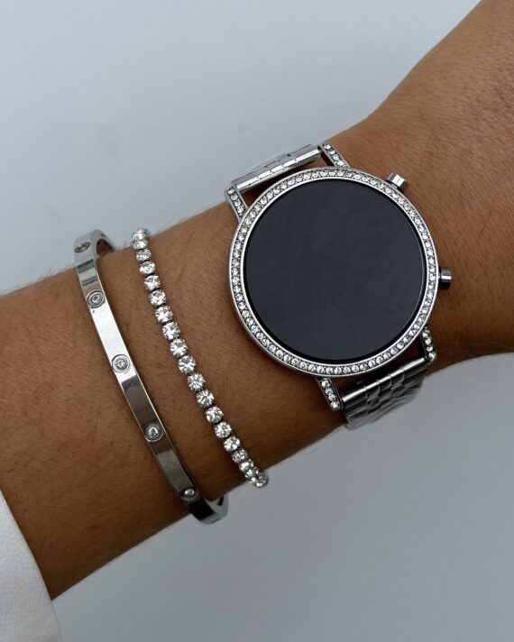 Relógio digital prateado