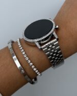 Relógio digital prateado