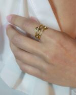 Anel ajustável triplo com brilhantes