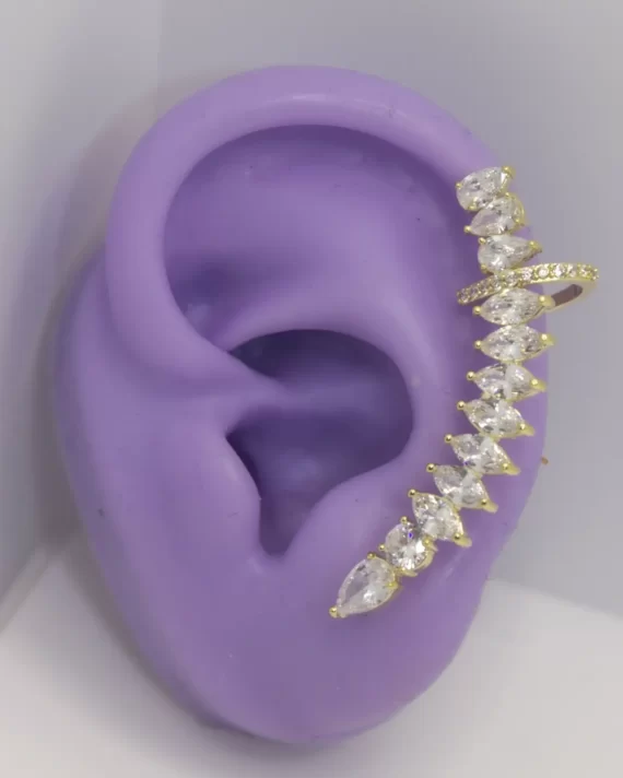 Earcuff longo com brilhantes