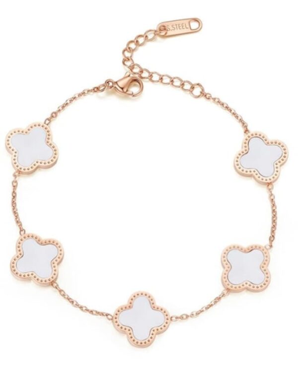 Pulseira branca 5 trevos