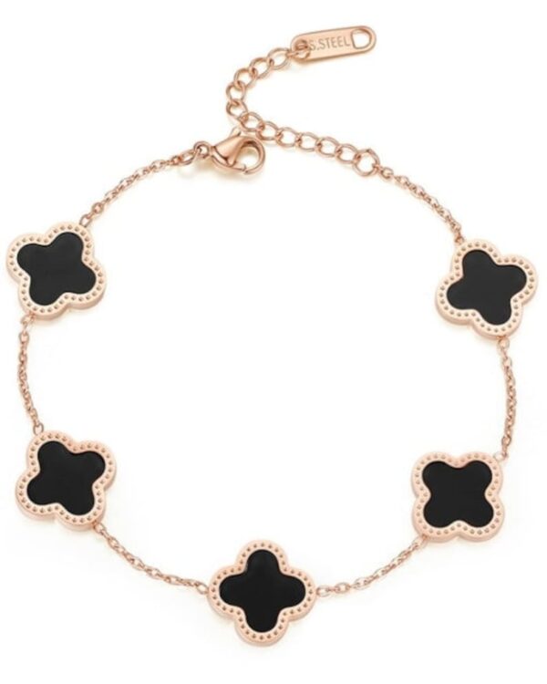 Pulseira preta 5 trevos