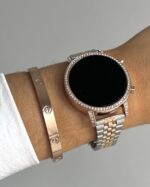 Relógio digital prateado e rose gold