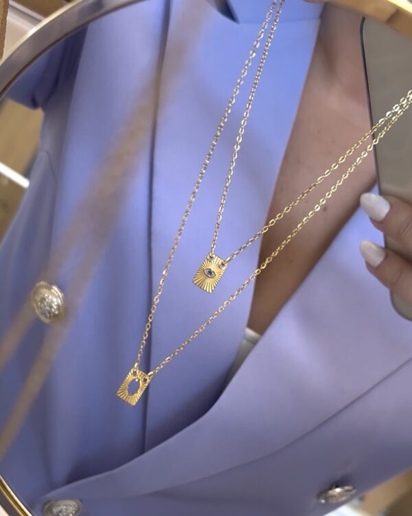 Escapulário proteção olho e mão dourado ou prateado