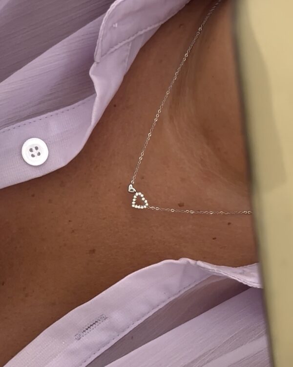 Colar dois corações em prateado